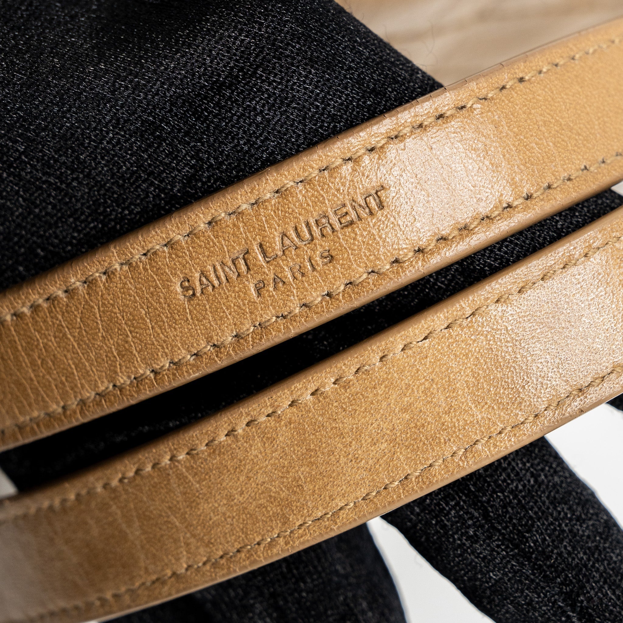 SAINT LAURENT MEDIUM NIKI BAG CRINKLED CALFSKIN DARK BEIGE RUTHENIUM HARDWARE