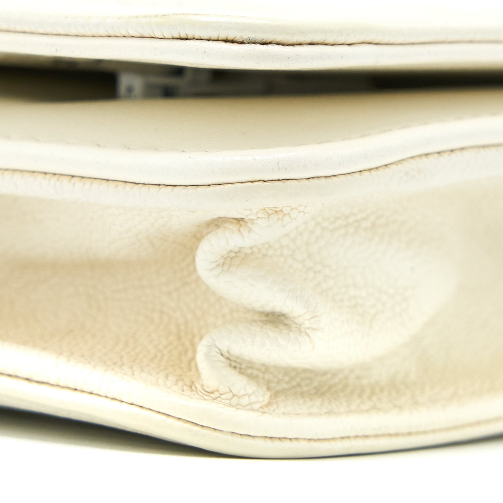 CHANEL BOY WALLET ON CHAIN CAVIAR WHITE LGHW