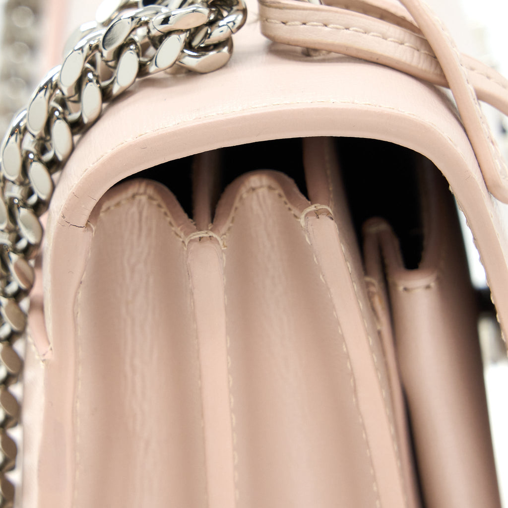 SAINT LAURENT MEDIUM SUNSET CHAIN BAG CALFSKIN LIGHT PINK SHW