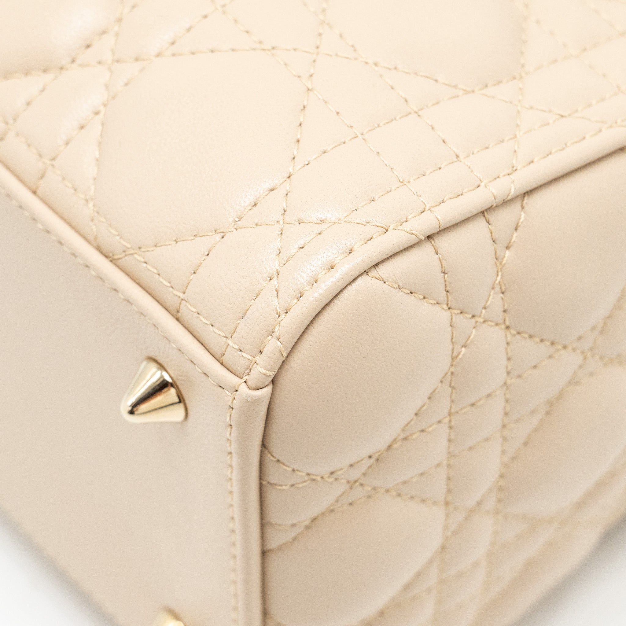 DIOR MEDIUM LADY DIOR LAMBSKIN BEIGE/BLUE LGHW