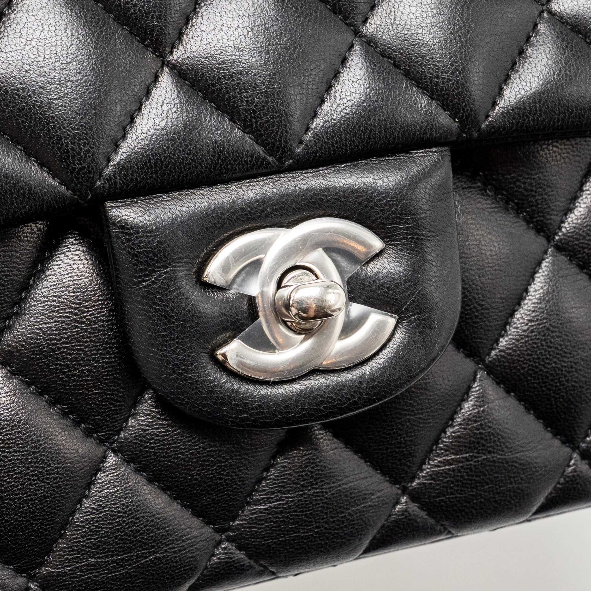CHANEL SMALL CLASSIC DOUBLE FLAP BAG LAMBSKIN BLACK SHW