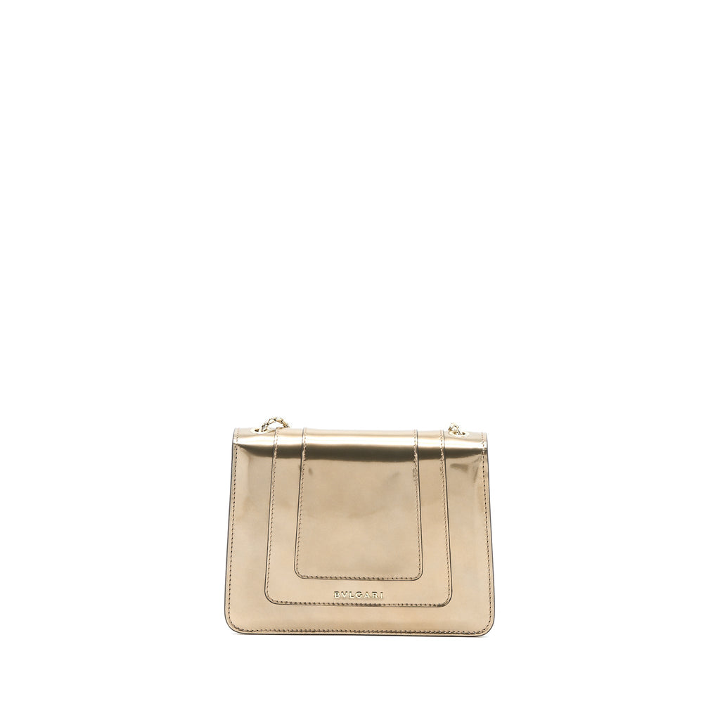 BVLGARI SERPENTI FOREVER SHOULDER BAG PATENT METALLIC GOLD GHW
