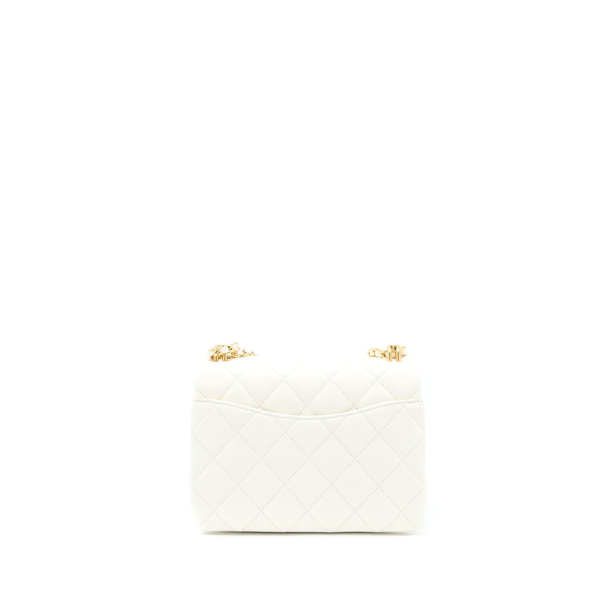 CHANEL 22K COCO FIRST CAVIAR WHITE GHW (MICROCHIP)