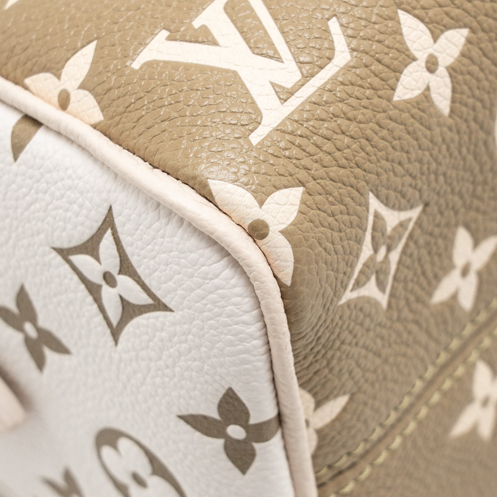 LOUIS VUITTON SPEEDY 20 BANDOULIERE BICOLOUR MONOGRAM EMPREINTE LEATHER KHAKI/BEIGE GHW