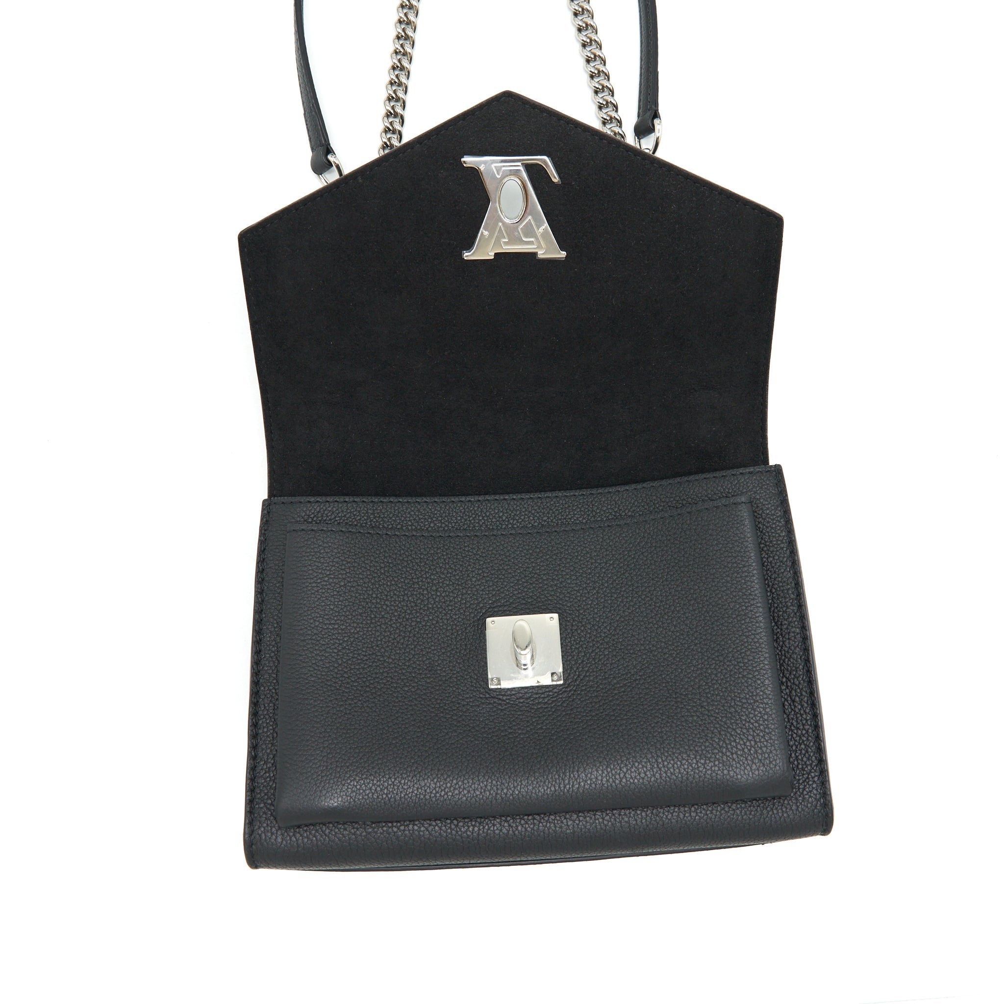 LOUIS VUITTON MYLOCKME SATCHEL CHAIN BAG CALFSKIN BLACK SHW
