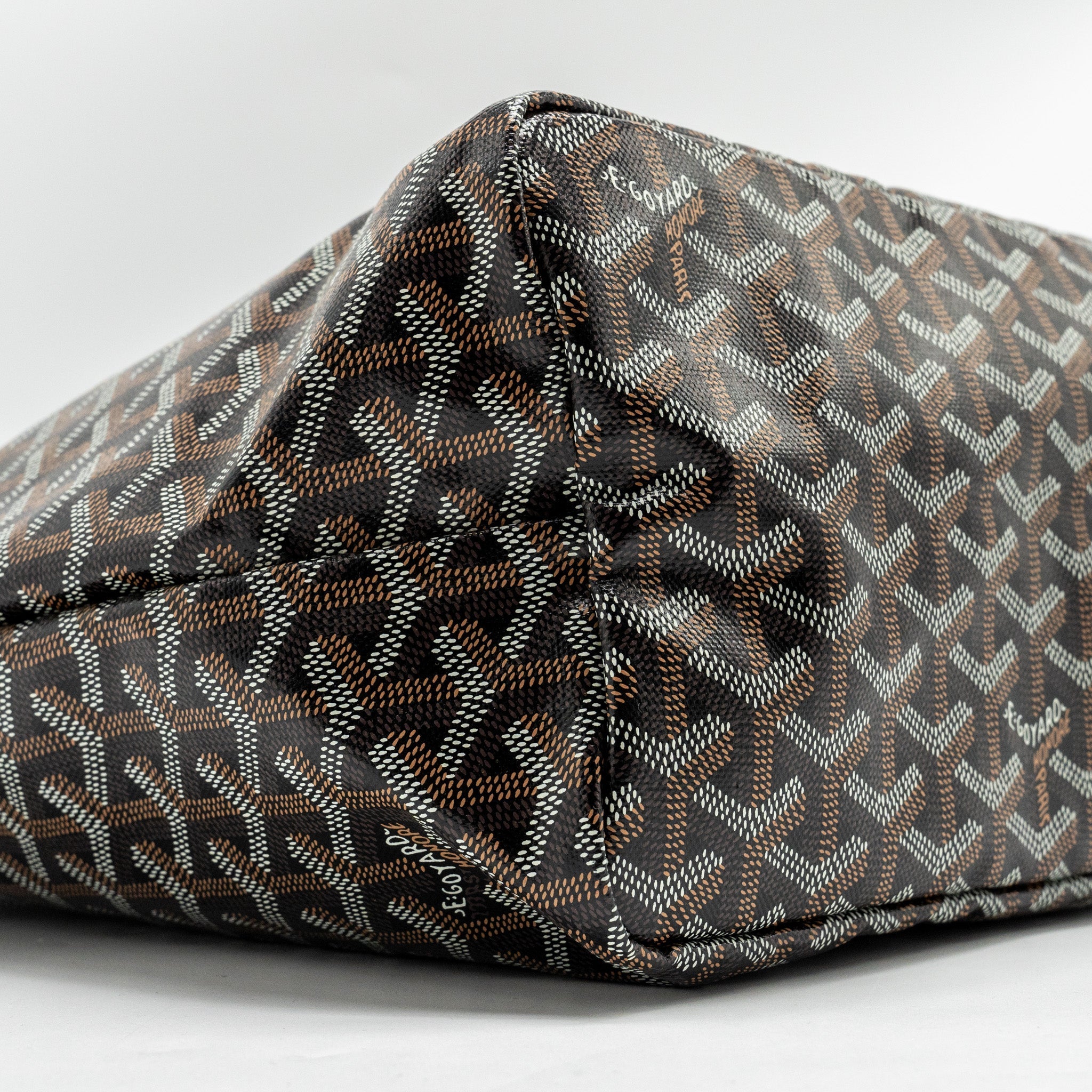 GOYARD SAINT LOUIS PM TOTE BAG GOYARDINE CANVAS / CALFSKIN BLACK SHW