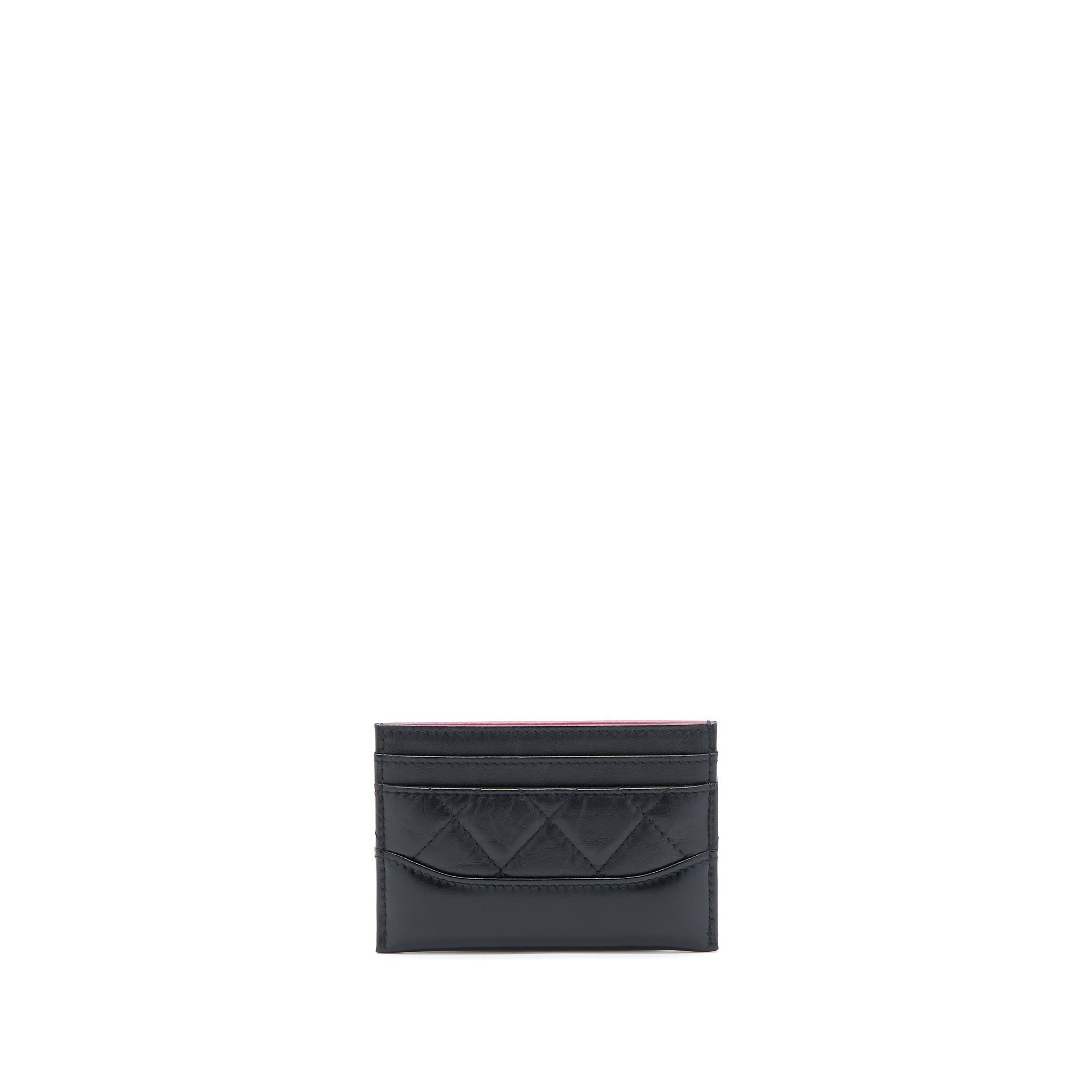 CHANEL GABRIELLE CARD HOLDER AGED CALFSKIN BLACK GHW