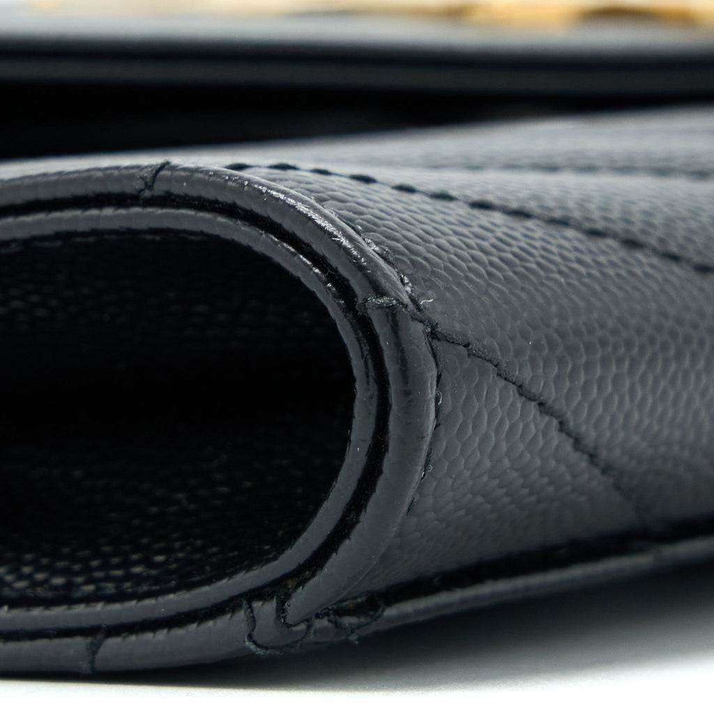 SAINT LAURENT/YSL ENVELOP CLUTCH GRAINED CALFSKIN BLACK GHW