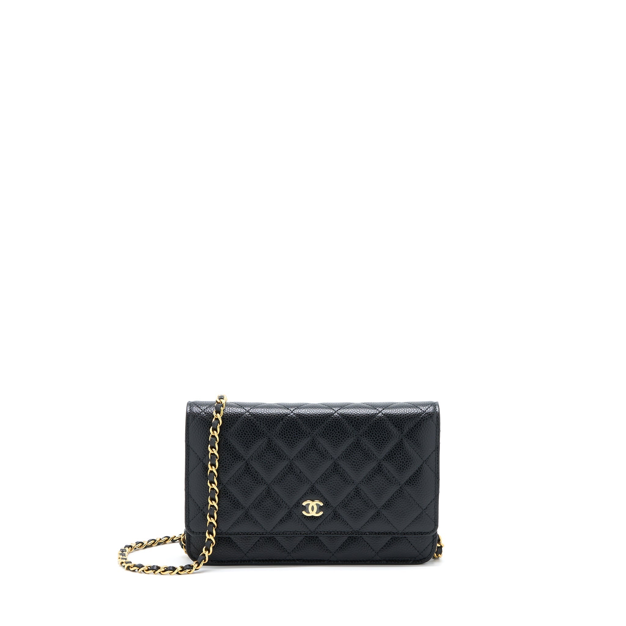 CHANEL CLASSIC WALLET ON CHAIN CAVIAR BLACK GHW (MICROCHIP)