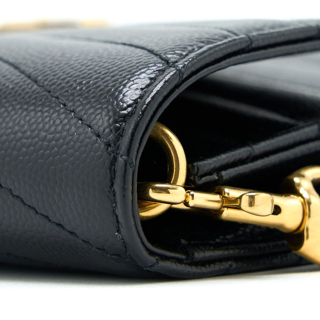 SAINT LAURENT/YSL ENVELOP CLUTCH GRAINED CALFSKIN BLACK GHW