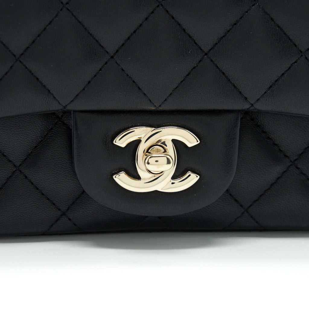 CHANEL MINI SQUARE FLAP BAG LAMBSKIN BLACK LGHW