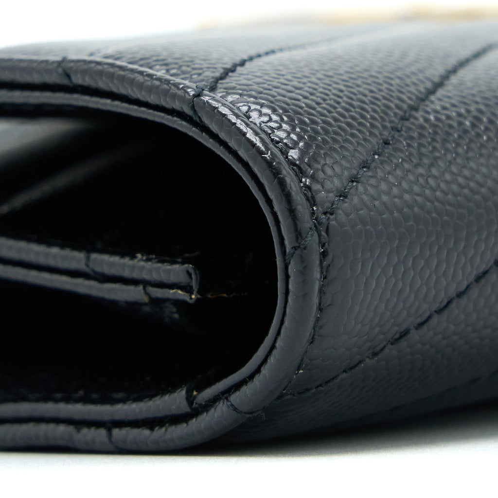 SAINT LAURENT/YSL ENVELOP CLUTCH GRAINED CALFSKIN BLACK GHW