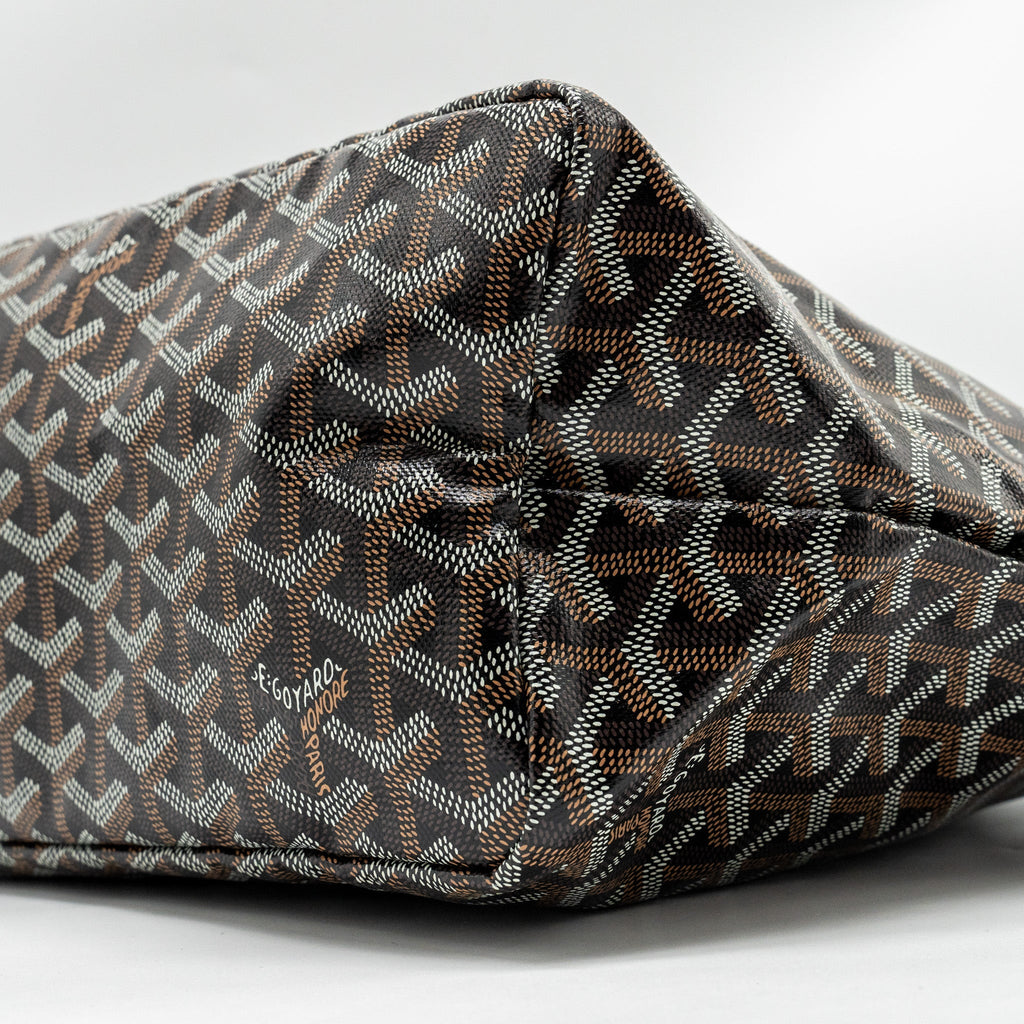 GOYARD SAINT LOUIS PM TOTE BAG GOYARDINE CANVAS / CALFSKIN BLACK SHW