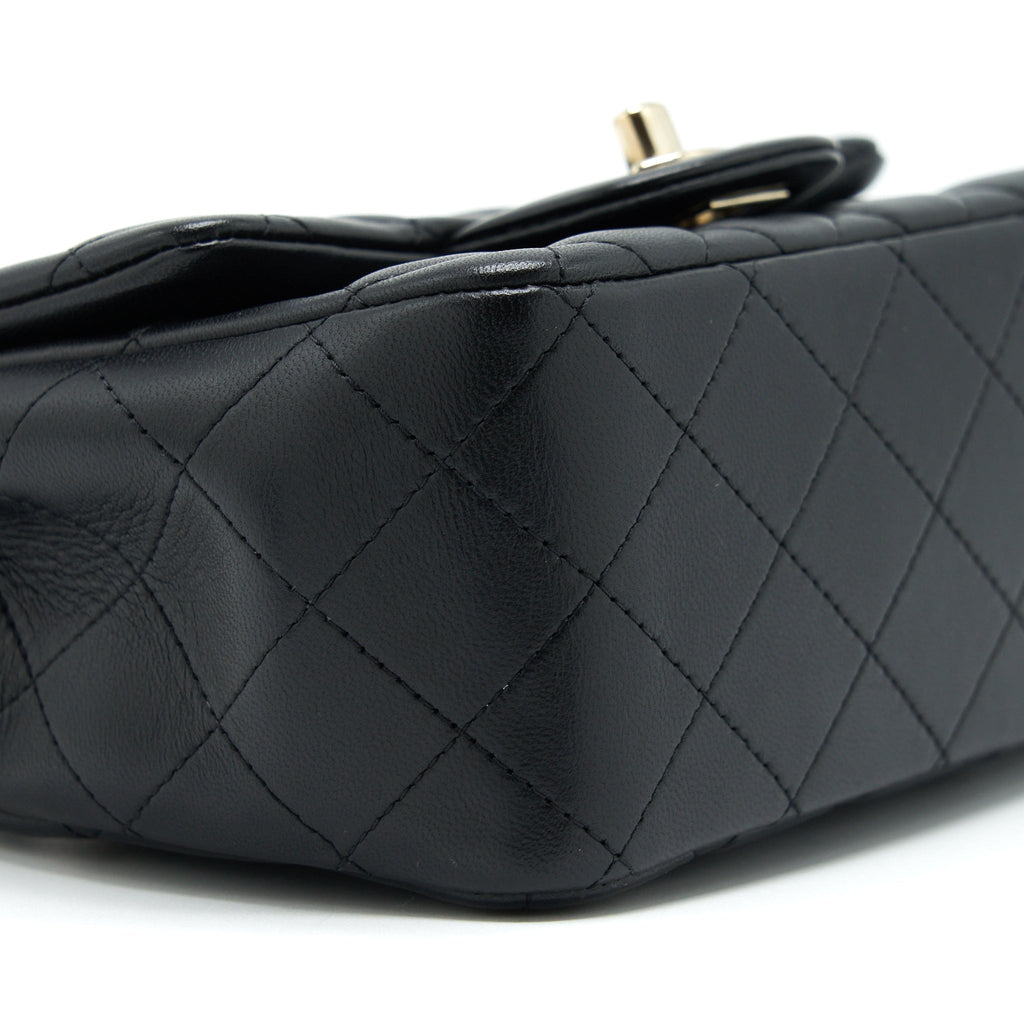 CHANEL MINI SQUARE FLAP BAG LAMBSKIN BLACK LGHW