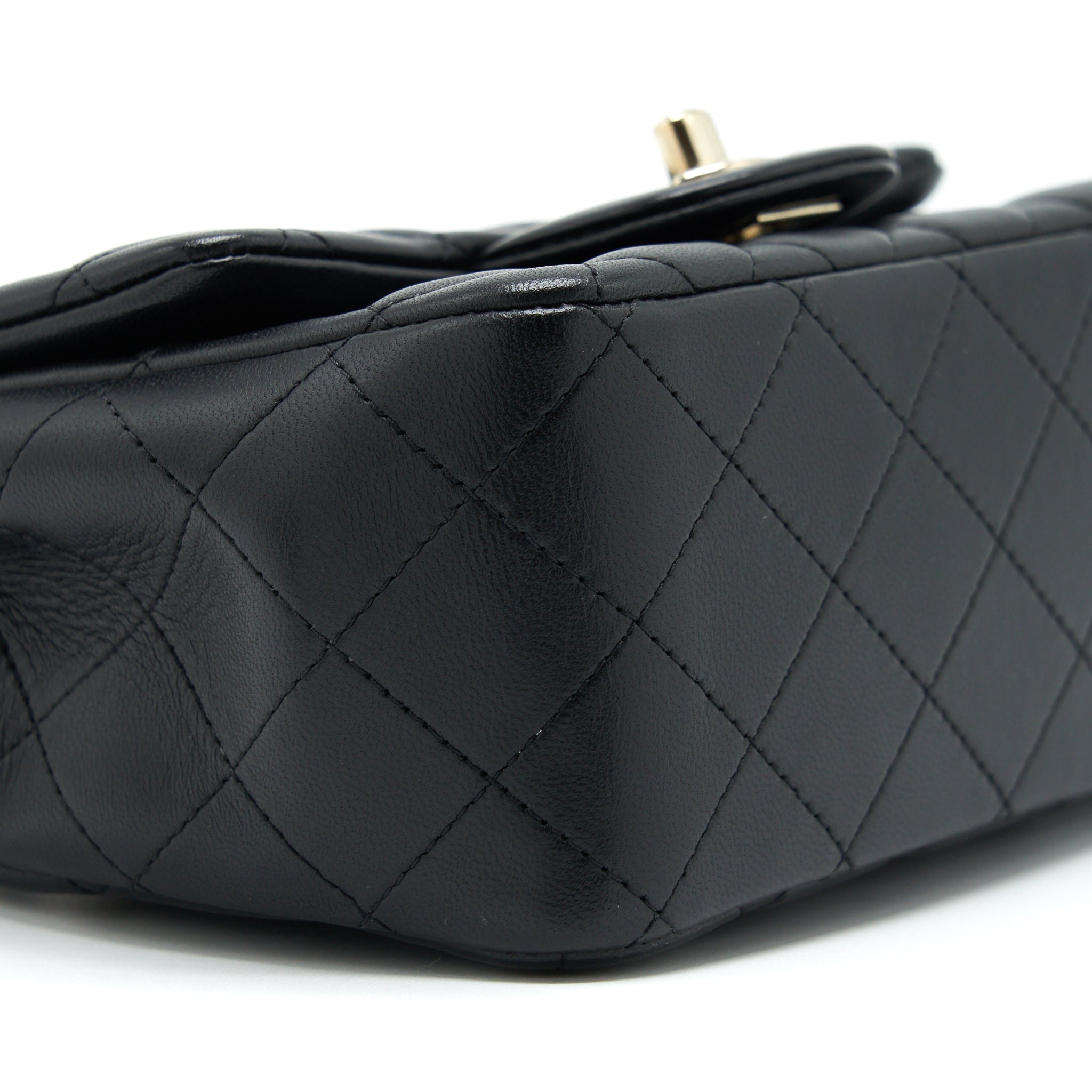CHANEL MINI SQUARE FLAP BAG LAMBSKIN BLACK LGHW