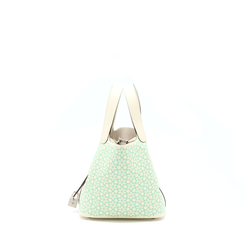 HERMES PICOTIN 18 LUCKY DAISY LOCK BAG SWIFT NATA/VERT/BLANC SHW