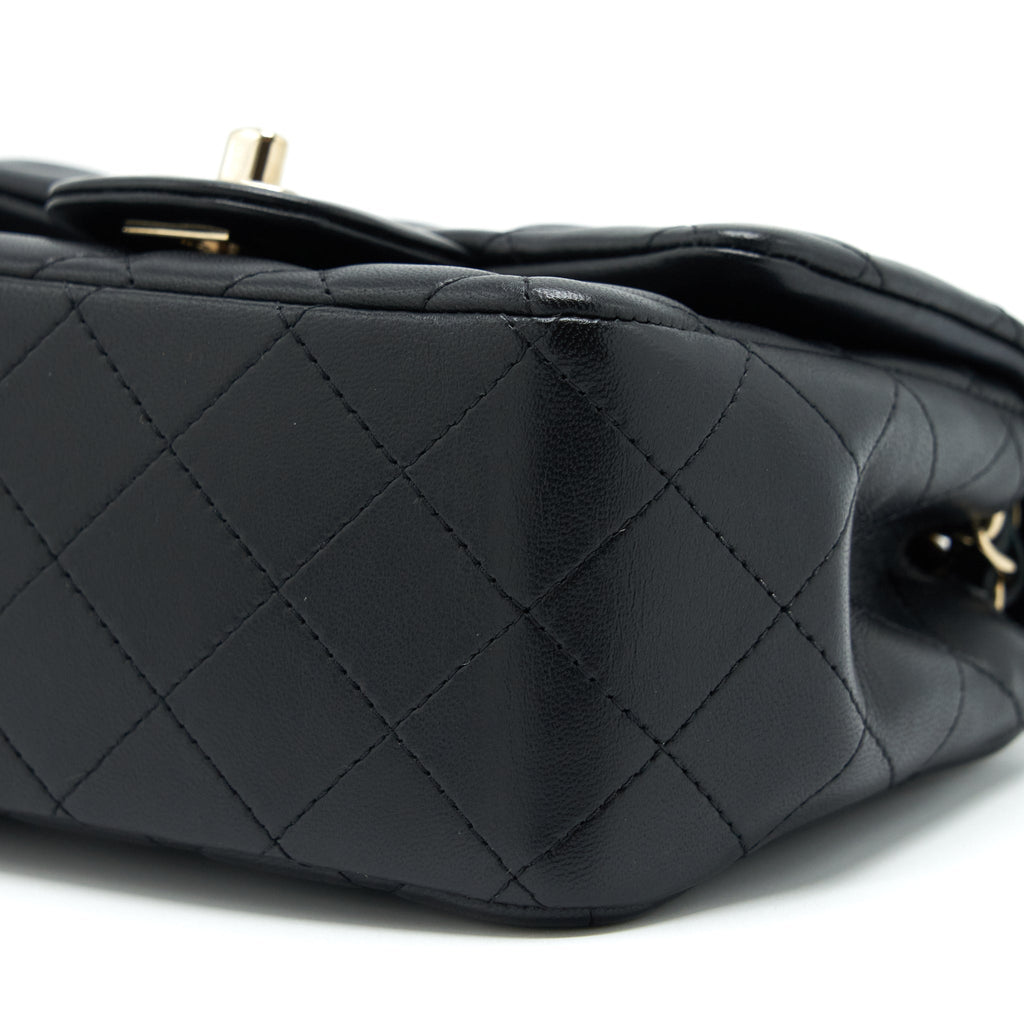 CHANEL MINI SQUARE FLAP BAG LAMBSKIN BLACK LGHW