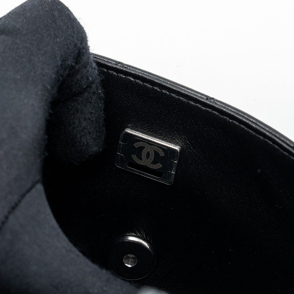 CHANEL MINI RECTANGULAR FLAP BAG LAMBSKIN BLACK WITH SHW (MICROCHIP)