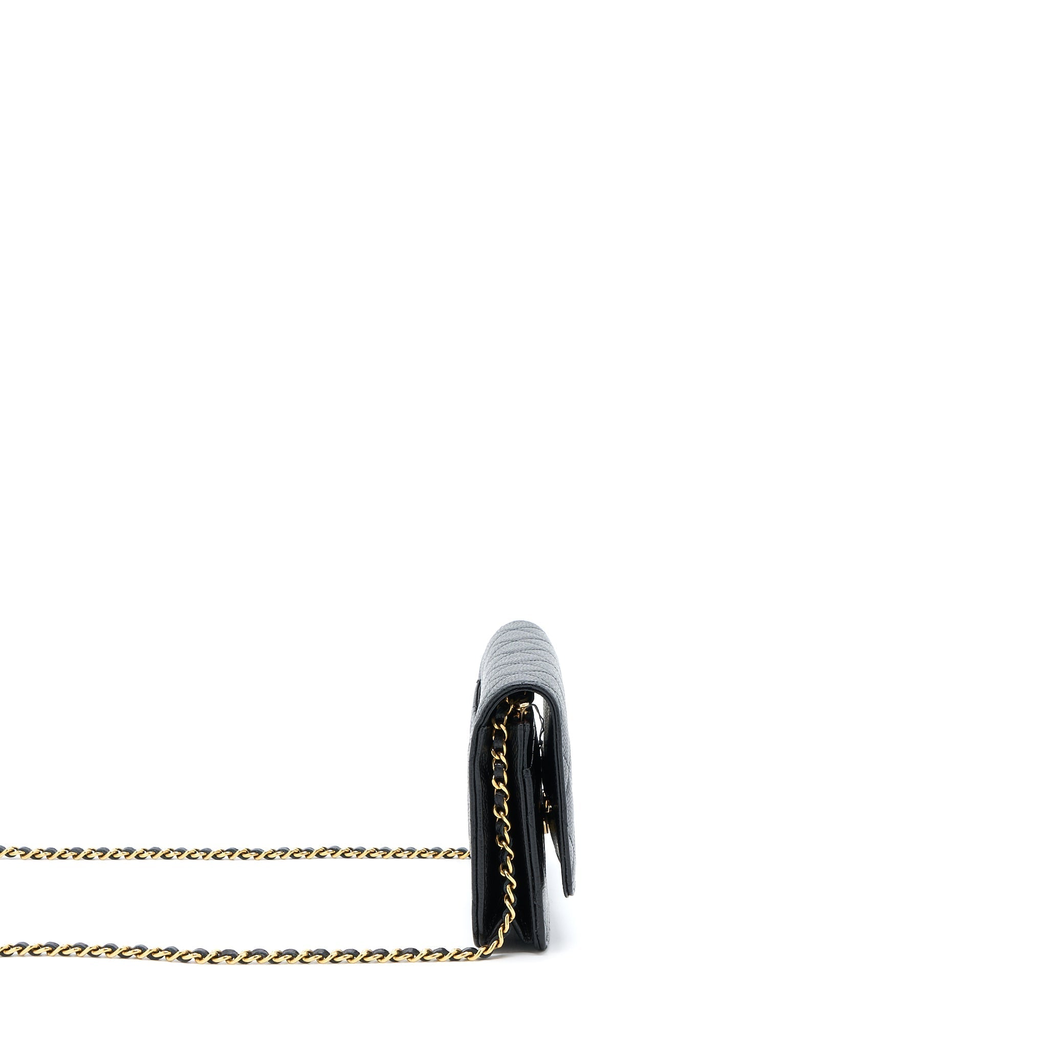CHANEL CLASSIC WALLET ON CHAIN CAVIAR BLACK GHW (MICROCHIP)