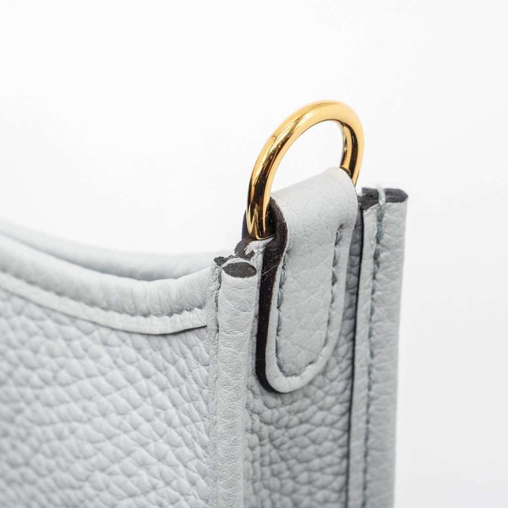 HERMES MINI EVELYNE CLEMENCE BLUE PALE/NATA GHW
