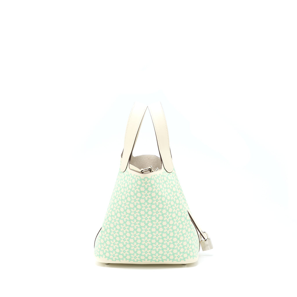 HERMES PICOTIN 18 LUCKY DAISY LOCK BAG SWIFT NATA/VERT/BLANC SHW