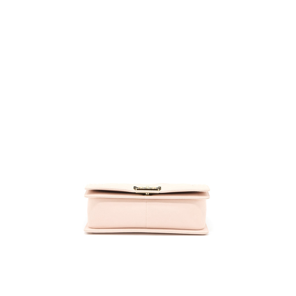 CHANEL MEDIUM BOY BAG CHEVRON CAVIAR LIGHT PINK LGHW