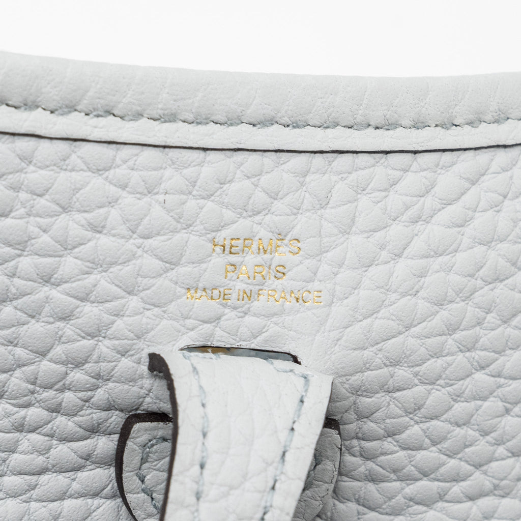 HERMES MINI EVELYNE CLEMENCE BLUE PALE/NATA GHW