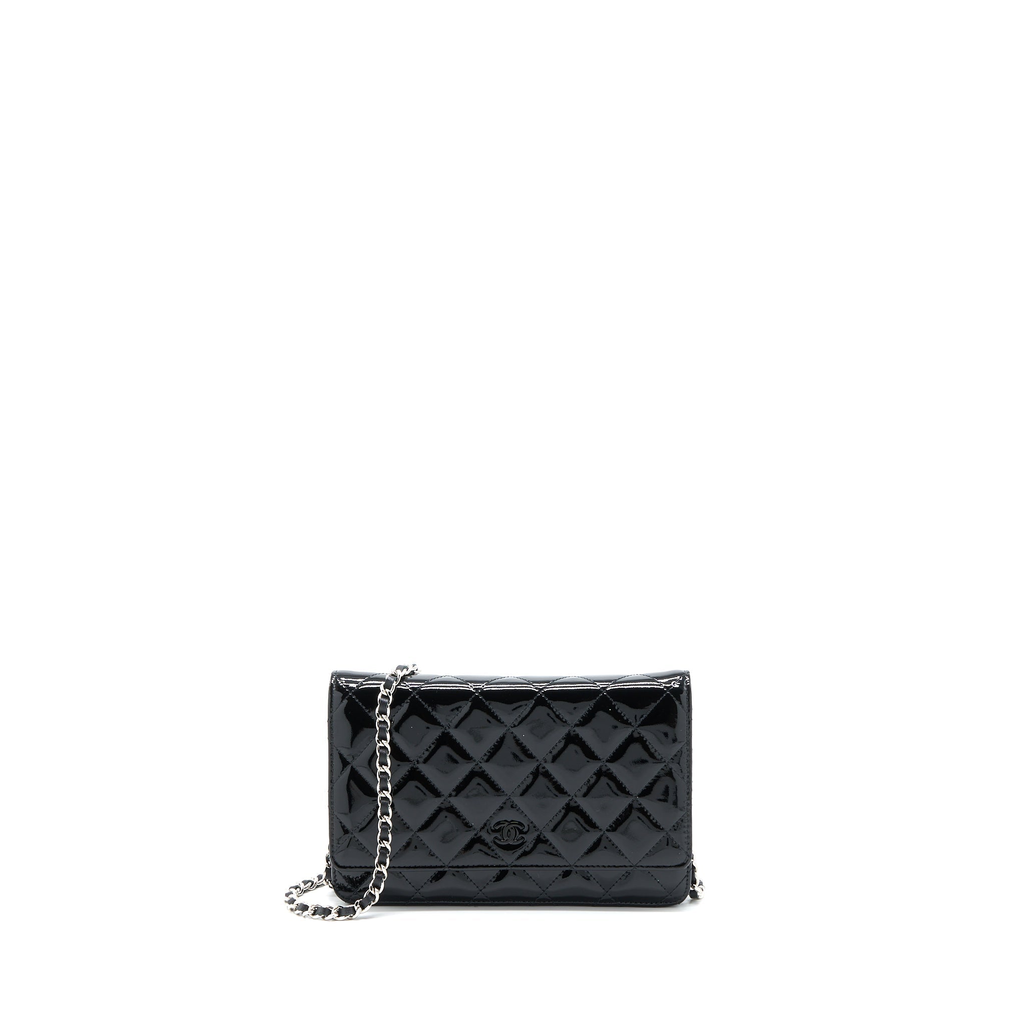 CHANEL CLASSIC WALLET ON CHAIN PATENT BLACK SHW