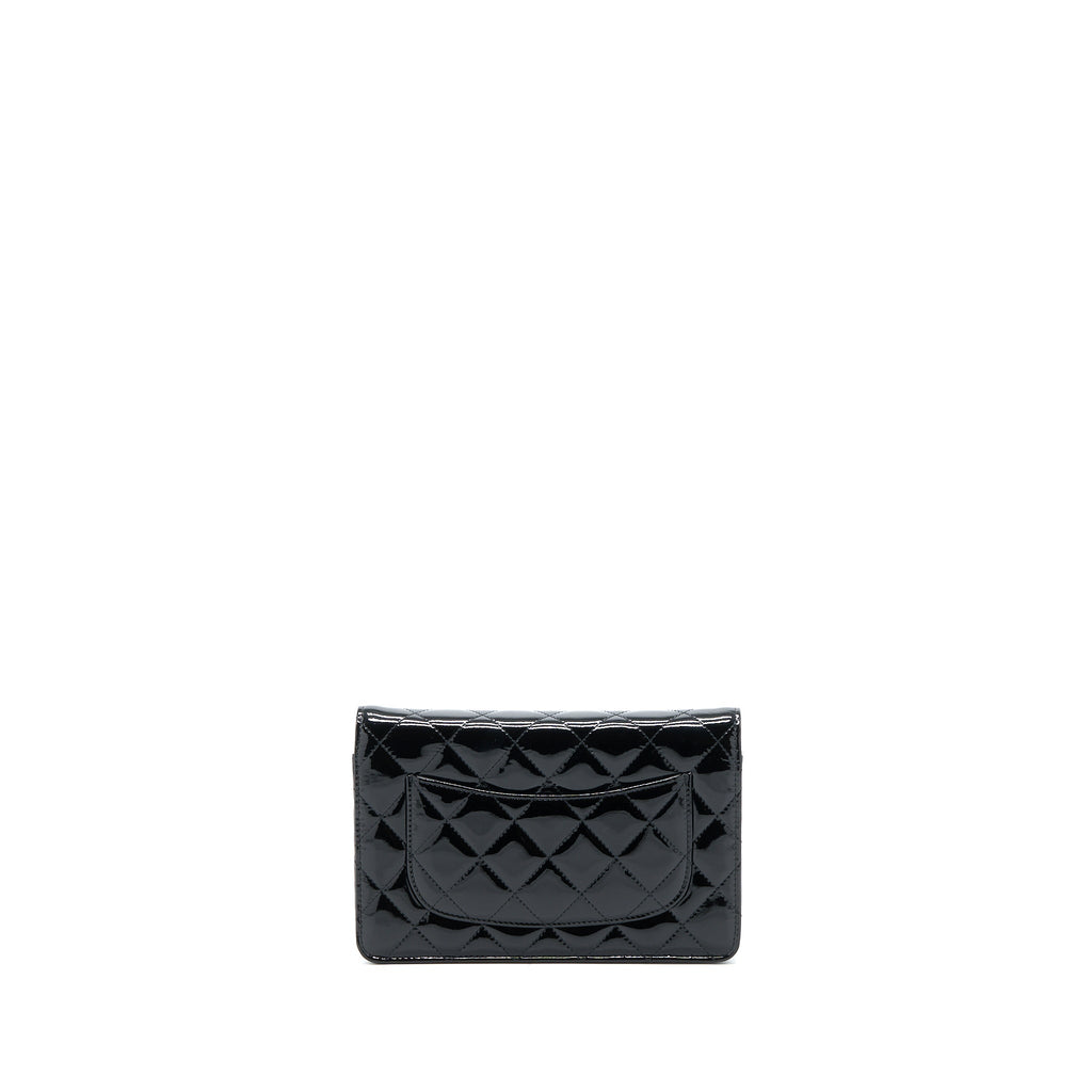 CHANEL CLASSIC WALLET ON CHAIN PATENT BLACK SHW