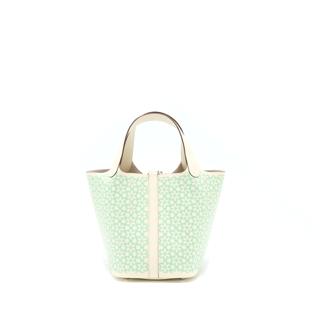 HERMES PICOTIN 18 LUCKY DAISY LOCK BAG SWIFT NATA/VERT/BLANC SHW
