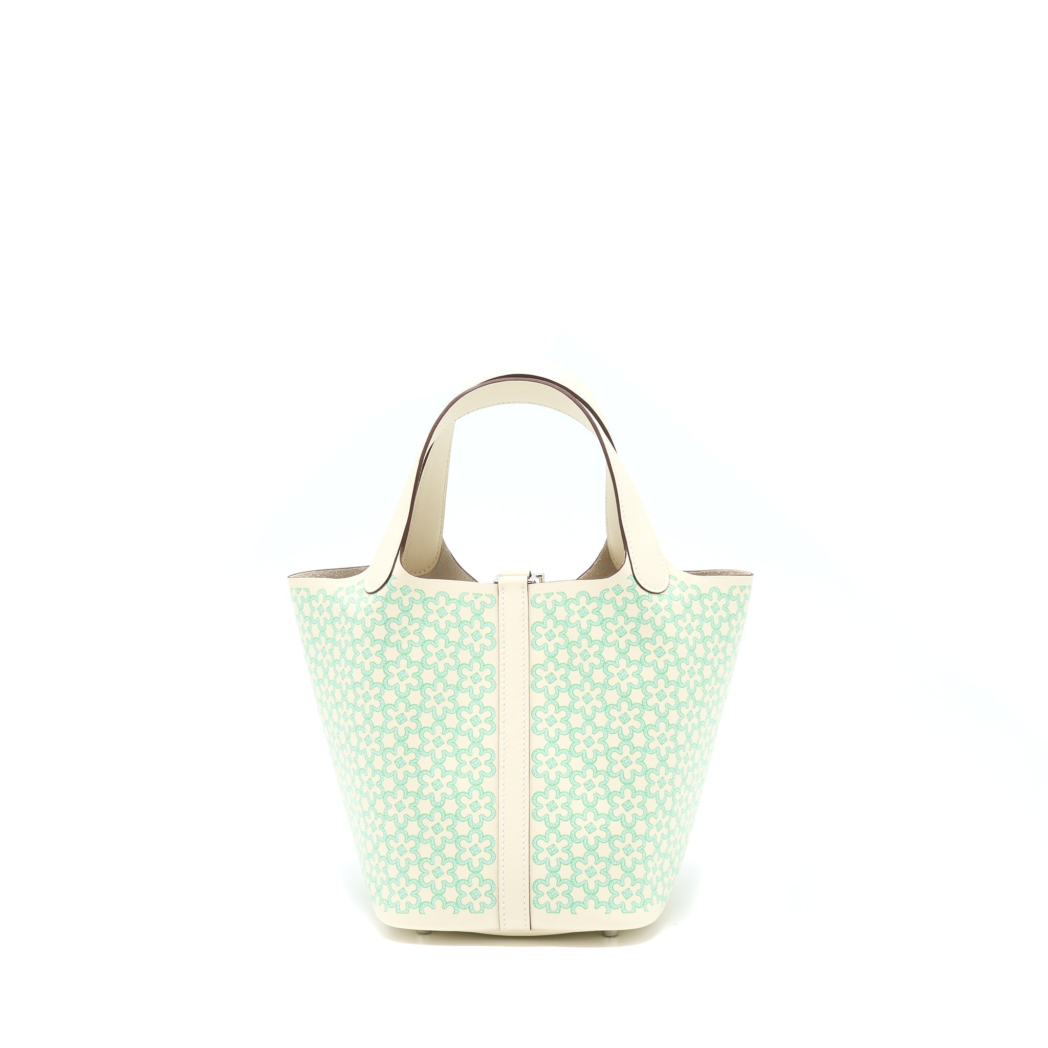 HERMES PICOTIN 18 LUCKY DAISY LOCK BAG SWIFT NATA/VERT/BLANC SHW