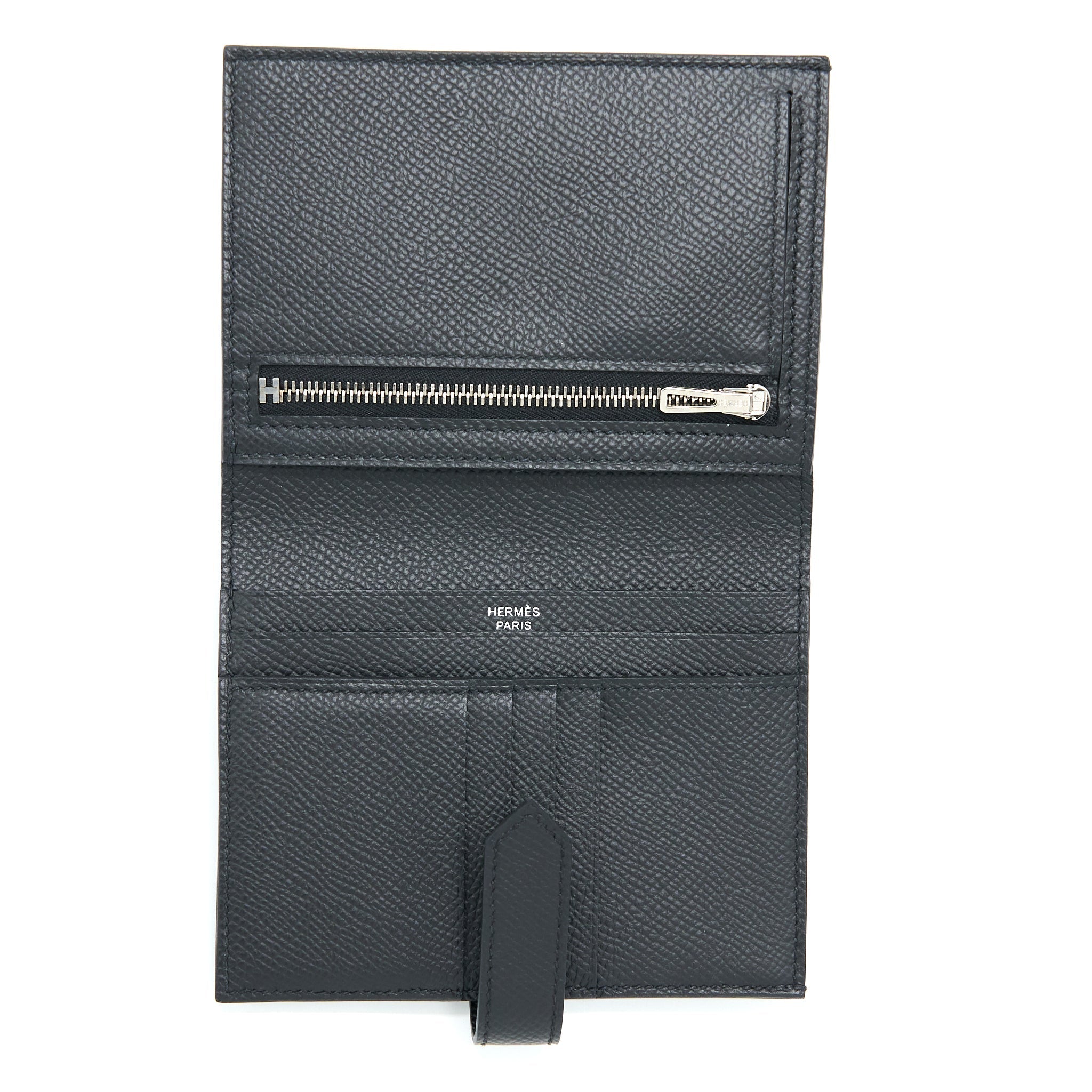 HERMES BEARN COMPACT WALLET EPSOM BLACK SHW