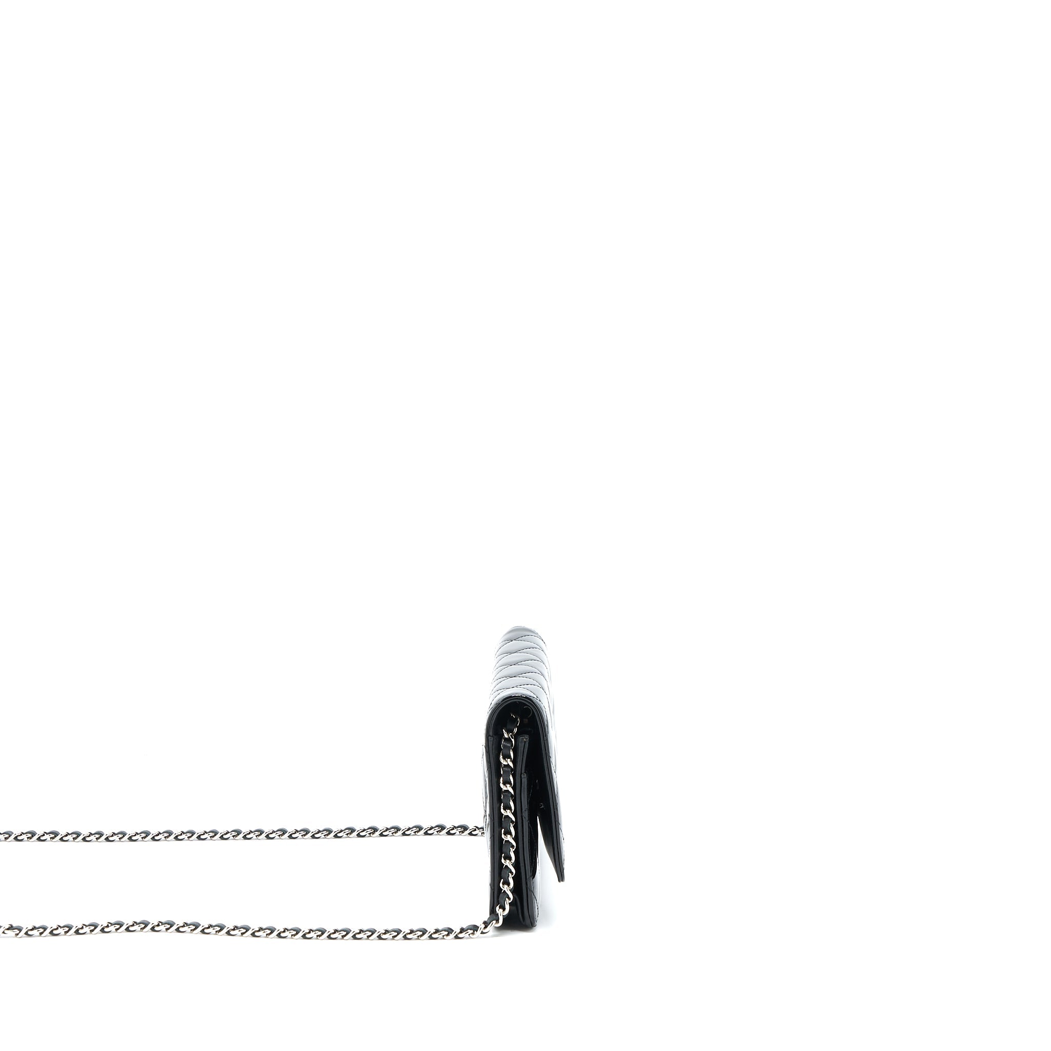 CHANEL CLASSIC WALLET ON CHAIN PATENT BLACK SHW