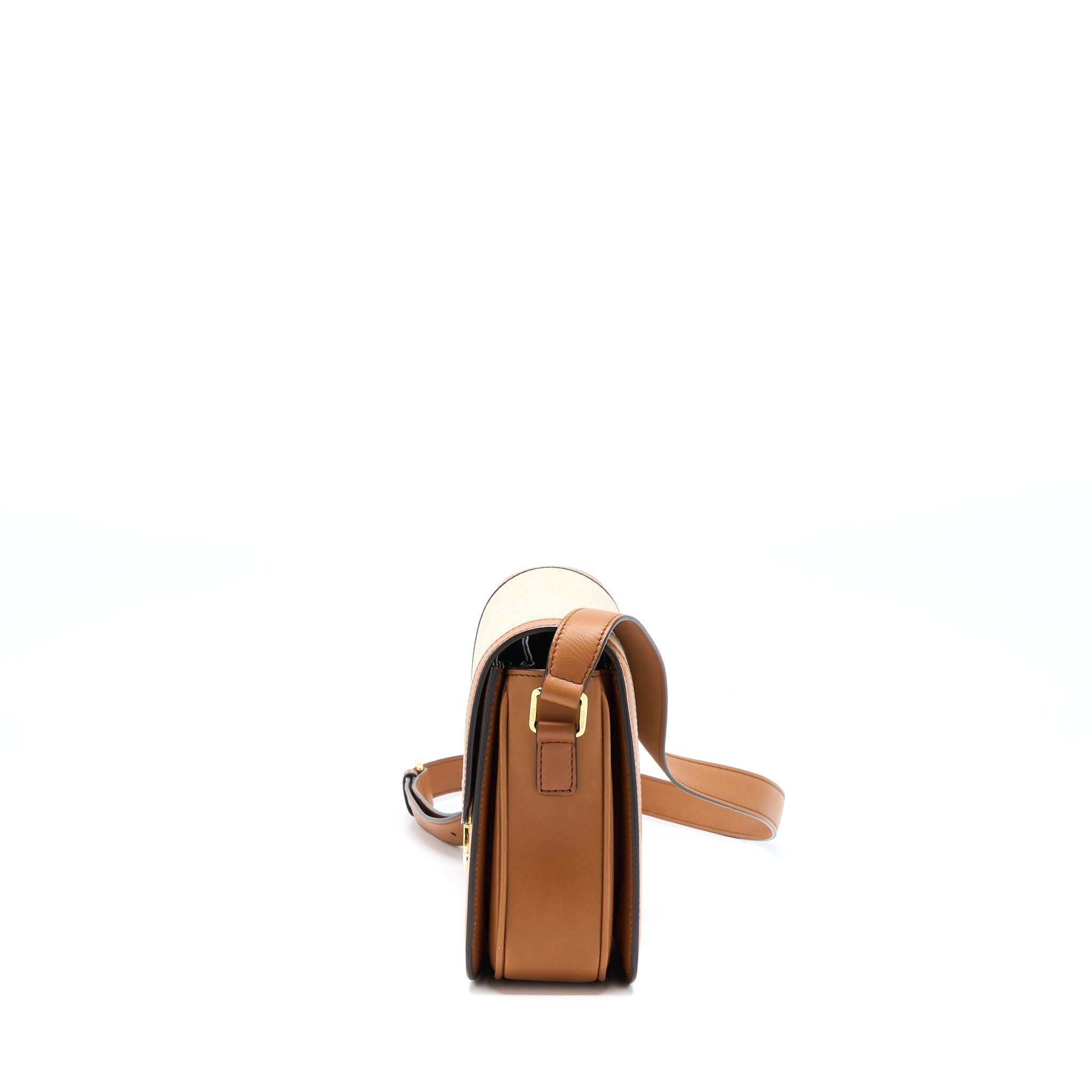 CELINE MEDIUM TRIOMPHE BAG IN TEXTILE NATURAL CALFSKIN GHW