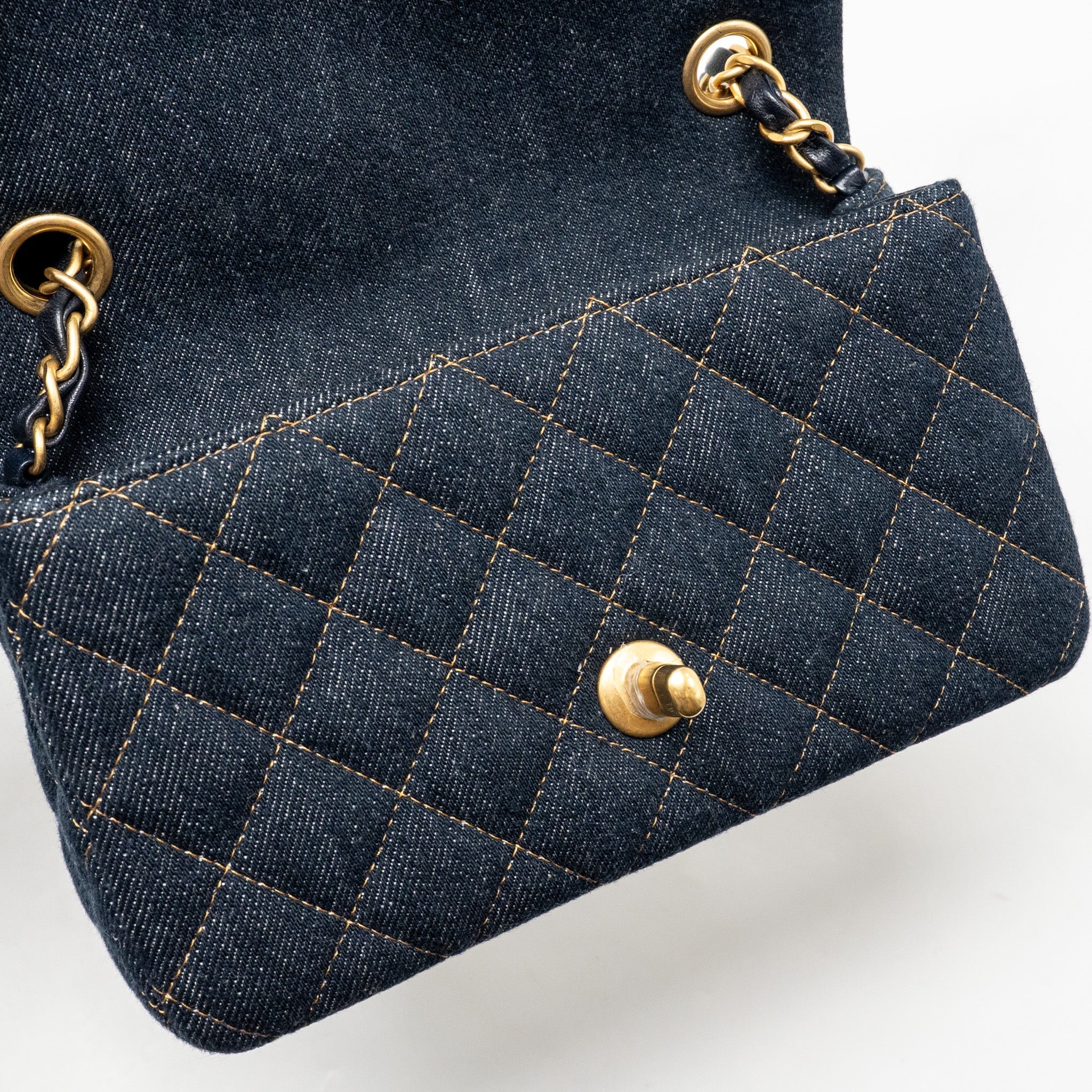 CHANEL MINI RECTANGULAR FLAP BAG DENIM DARK BLUE GHW (MICROCHIP)