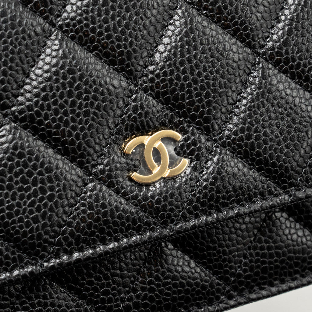 CHANEL CLASSIC WALLET ON CHAIN CAVIAR BLACK GHW(MICROCHIP)