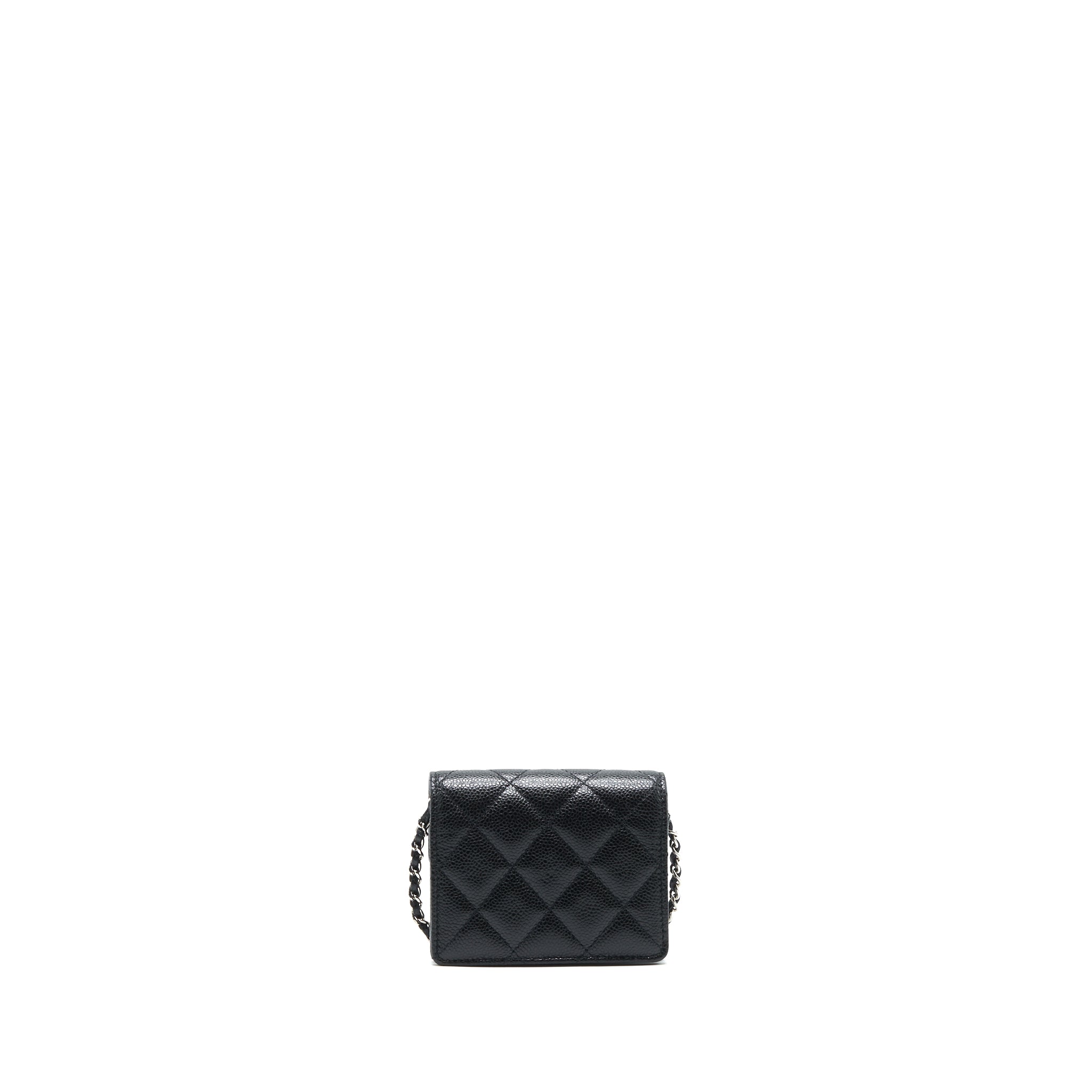 CHANEL CARD HOLDER WITH CHAIN BLACK CAVIAR SHW