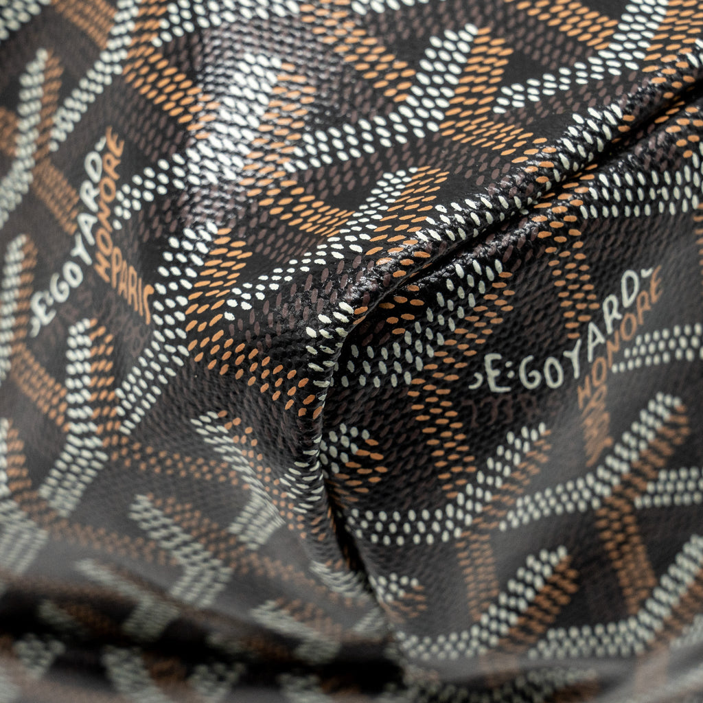 GOYARD SAINT LOUIS PM TOTE BAG GOYARDINE CANVAS / CALFSKIN BLACK SHW
