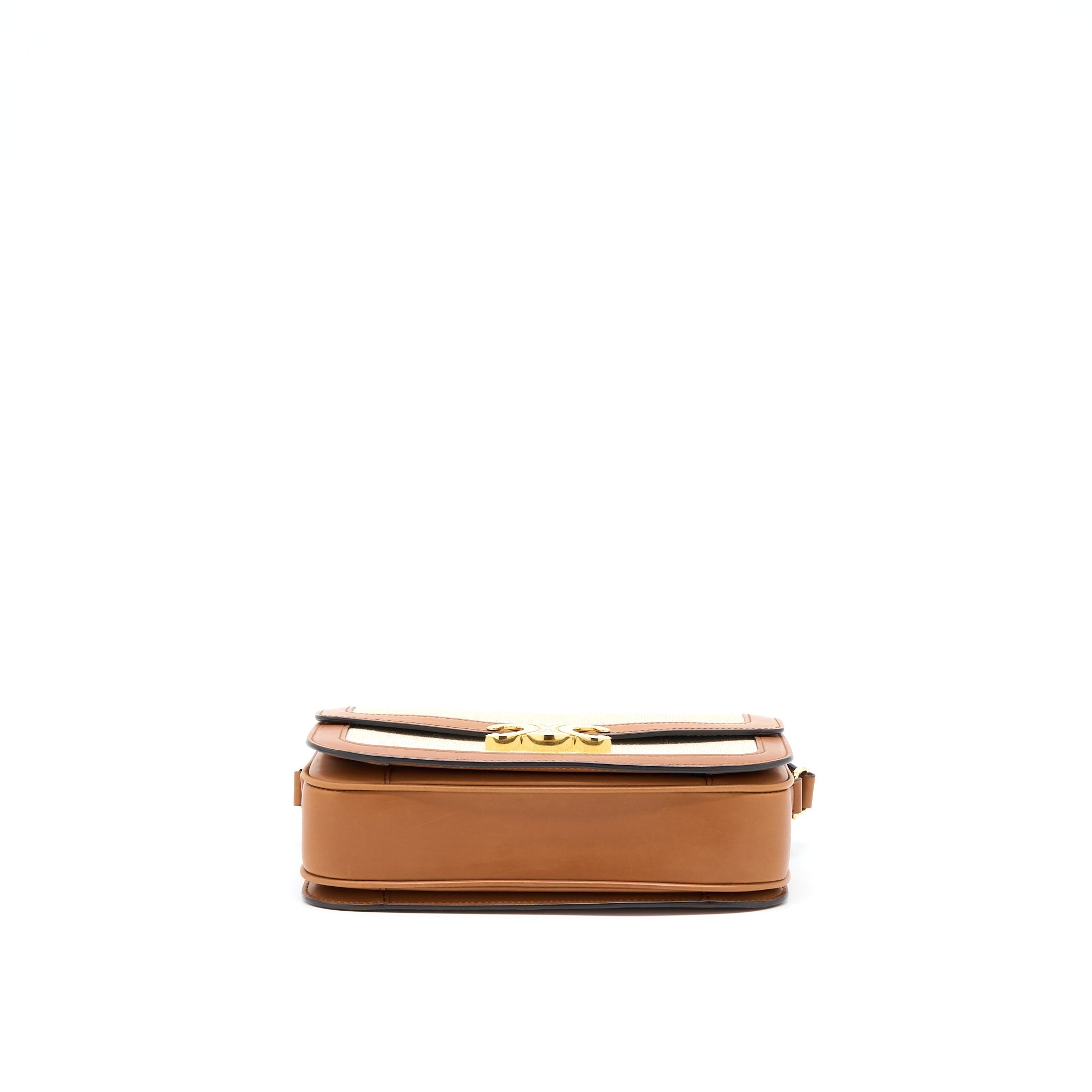 CELINE MEDIUM TRIOMPHE BAG IN TEXTILE NATURAL CALFSKIN GHW