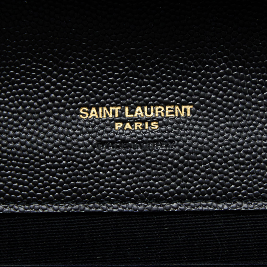 SAINT LAURENT/YSL ENVELOP CLUTCH GRAINED CALFSKIN BLACK GHW