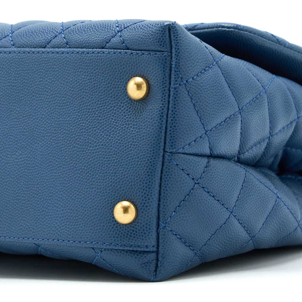CHANEL MEDIUM COCO HANDLE FLAP BAG CAVIAR BLUE GHW