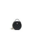CHANEL 22C TOP HANDLE MINI ROUND VANITY ON CHAIN CAVIAR BLACK LGHW