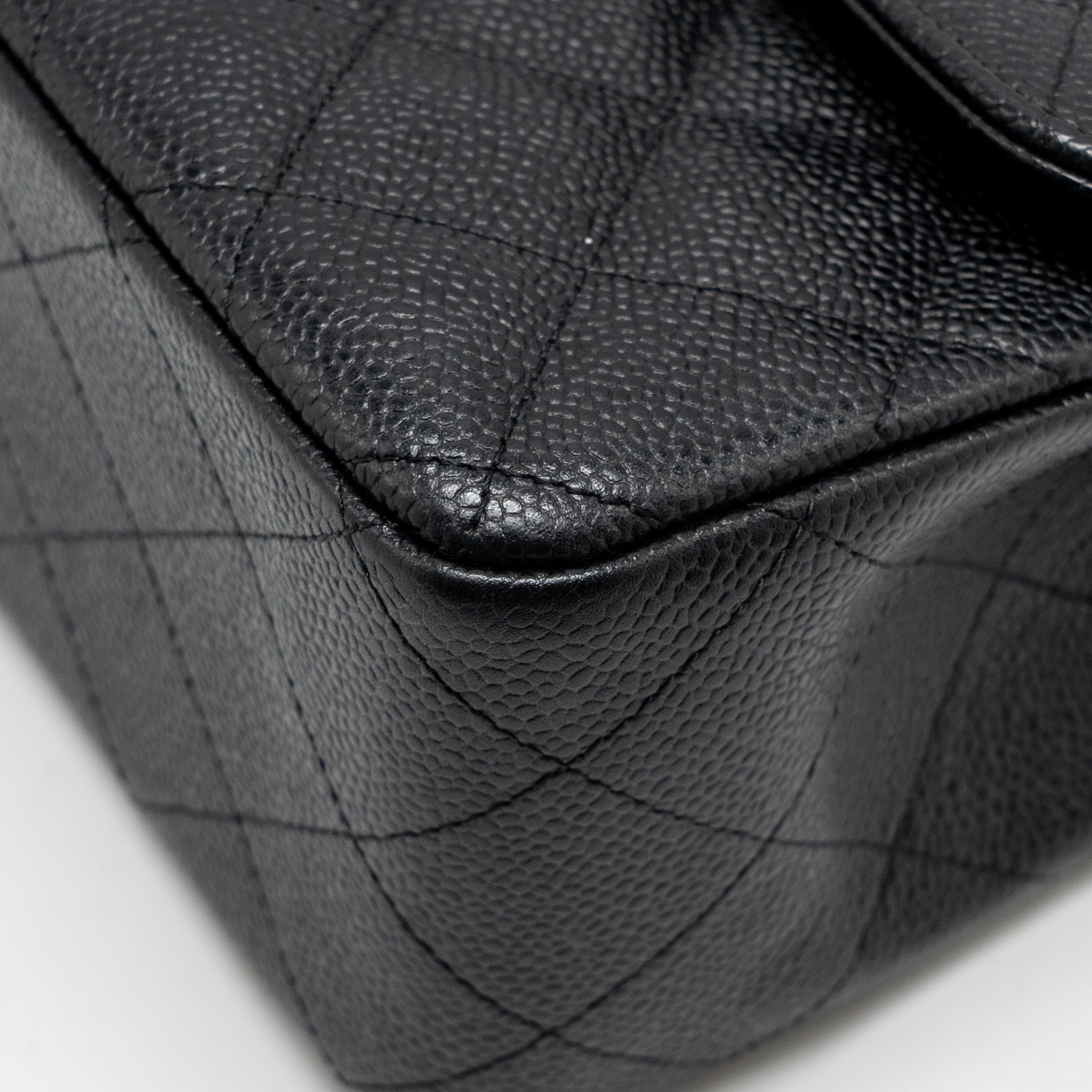 CHANEL JUMBO CLASSIC DOUBLE FLAP BAG CAVIAR BLACK SHW