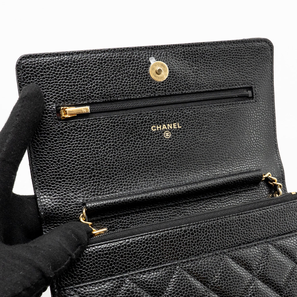 CHANEL CLASSIC WALLET ON CHAIN CAVIAR BLACK GHW(MICROCHIP)