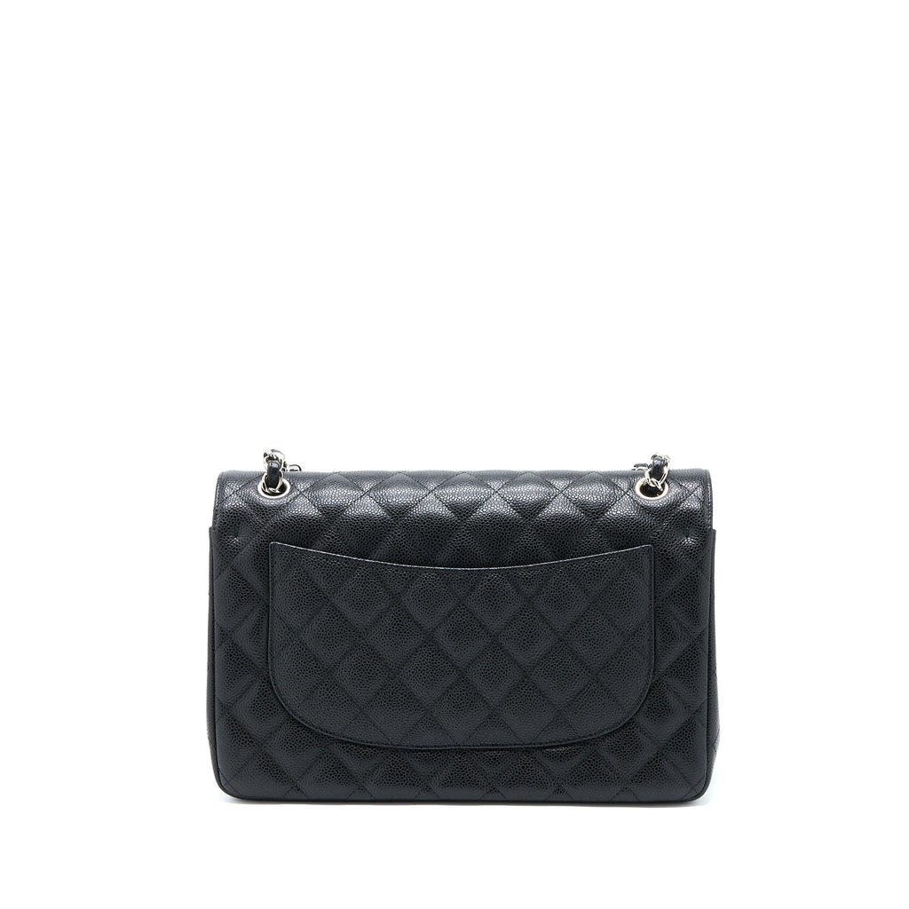 CHANEL JUMBO CLASSIC DOUBLE FLAP BAG CAVIAR BLACK SHW