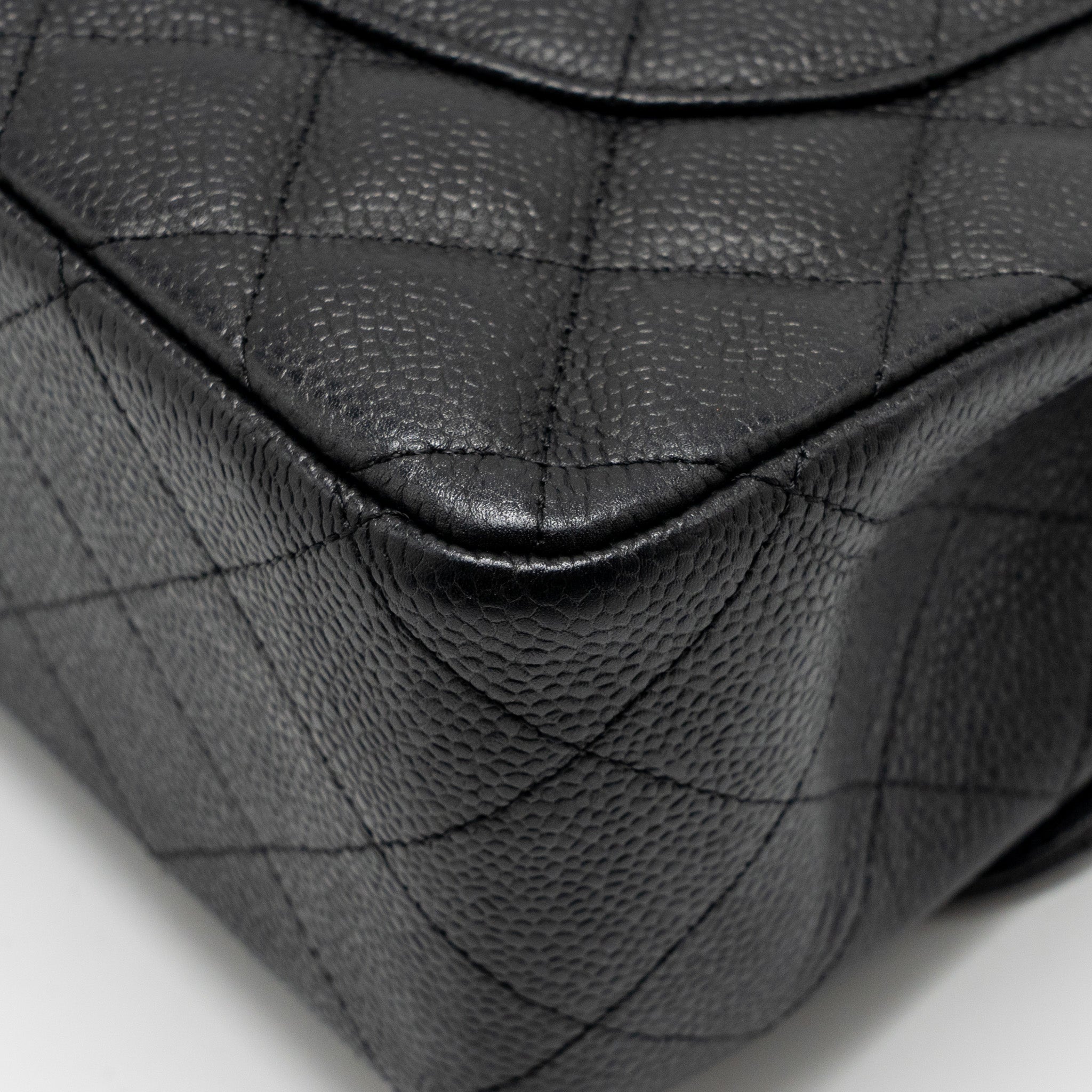 CHANEL JUMBO CLASSIC DOUBLE FLAP BAG CAVIAR BLACK SHW