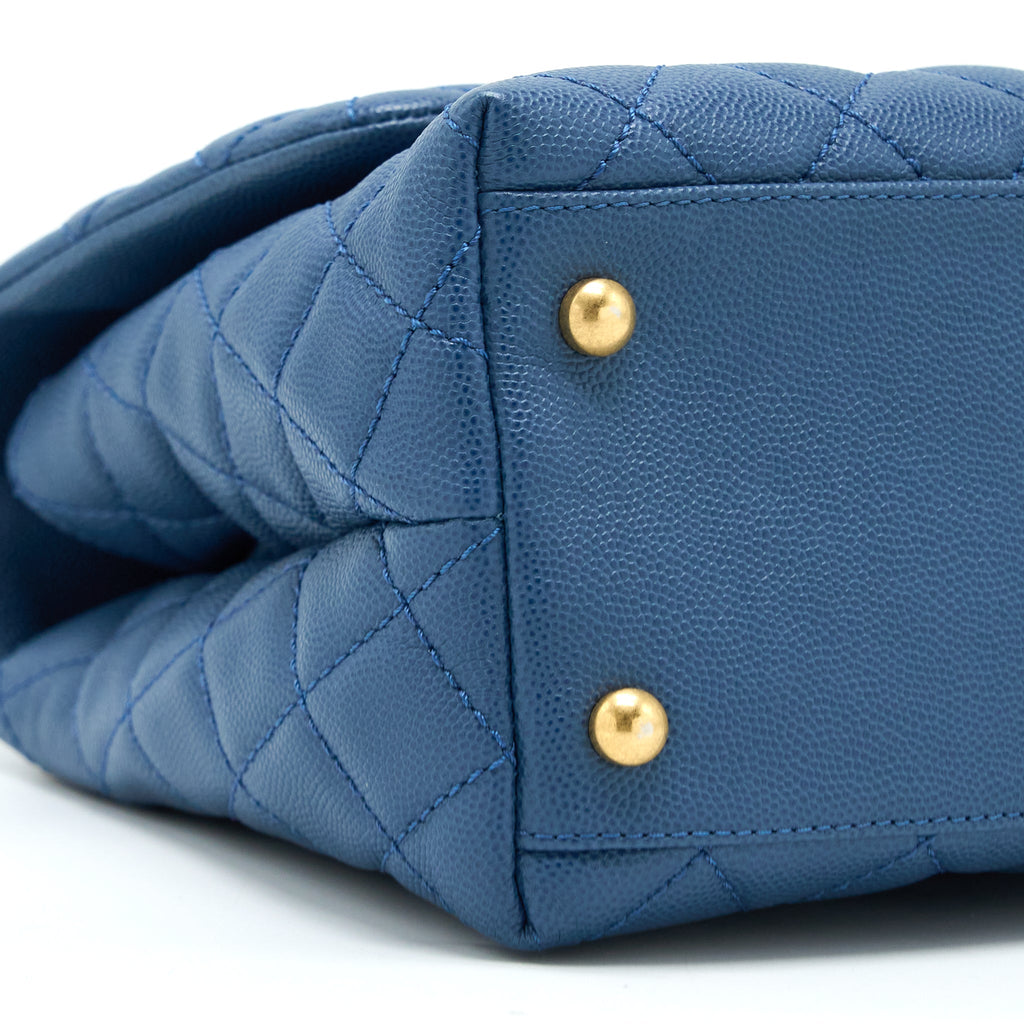 CHANEL MEDIUM COCO HANDLE FLAP BAG CAVIAR BLUE GHW