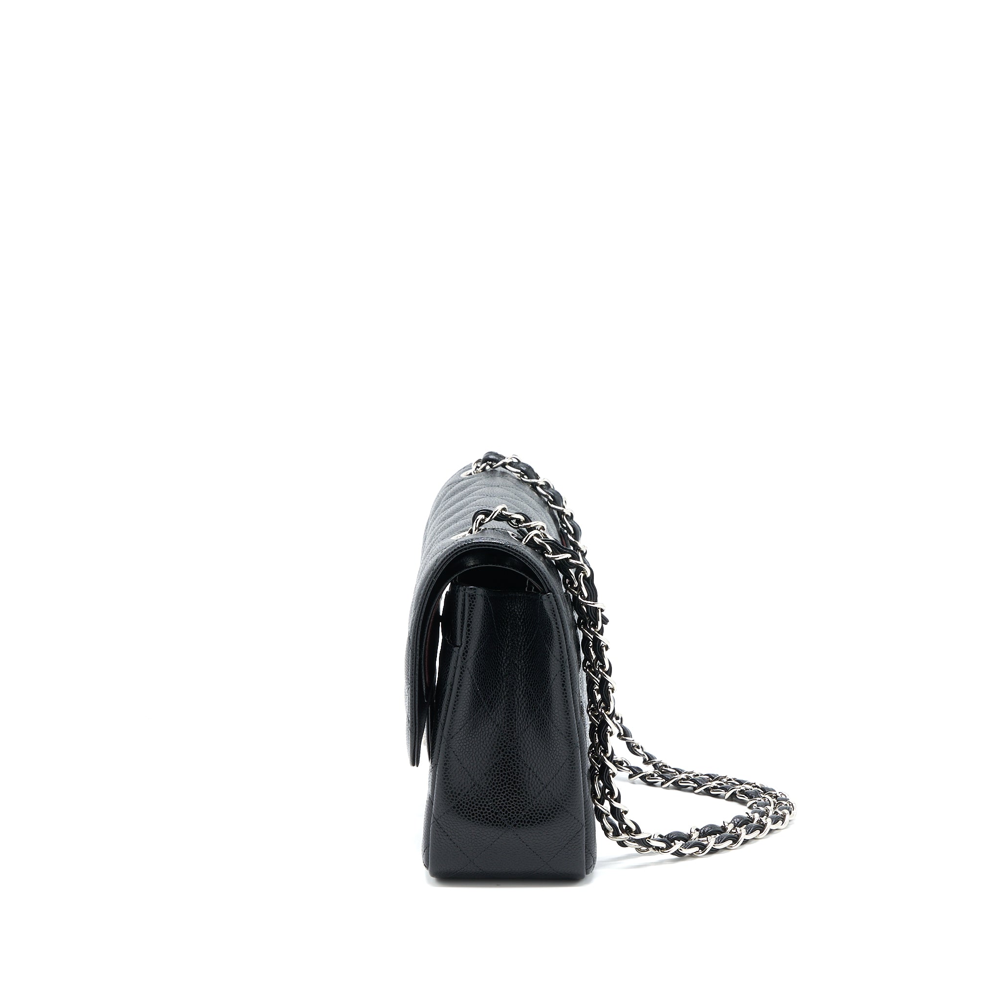 CHANEL JUMBO CLASSIC DOUBLE FLAP BAG CAVIAR BLACK SHW
