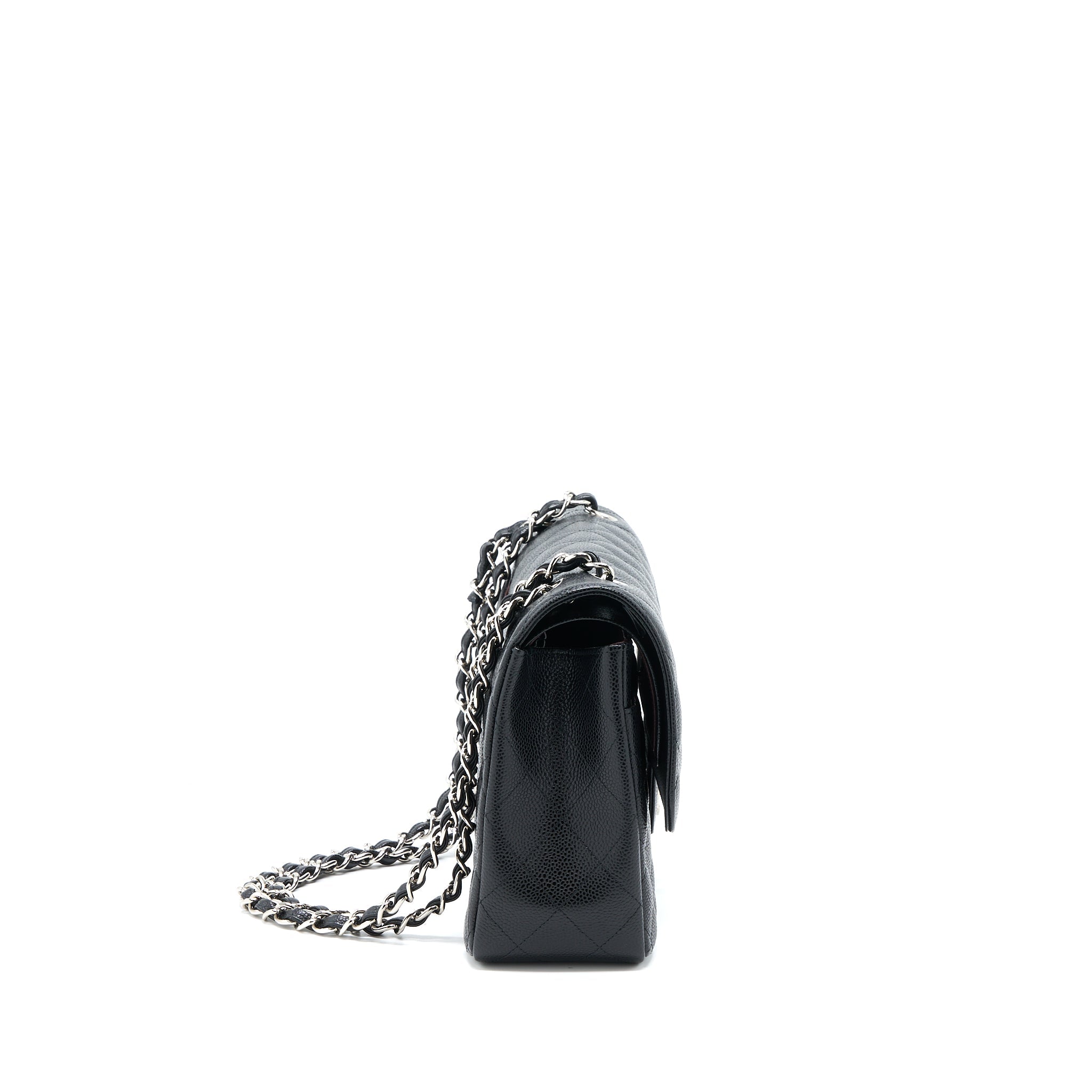 CHANEL JUMBO CLASSIC DOUBLE FLAP BAG CAVIAR BLACK SHW