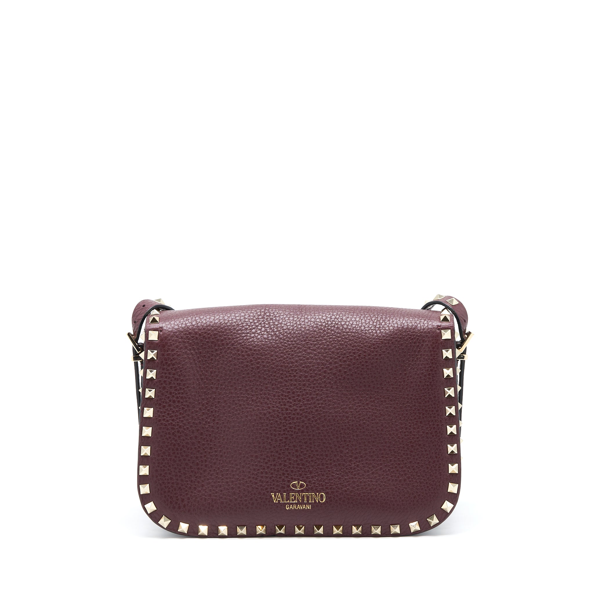 VALENTINO ROCKSTUD FLAP CROSSBODY BAG DARK RED LGHW